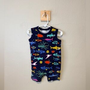 Hanna Andersson Navy Romper with Colorful Sea Creatures